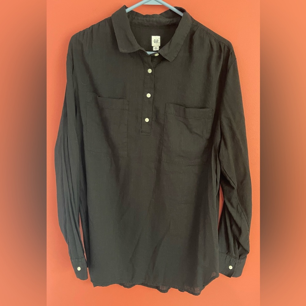 GAP XL Black Casual 4-Button Long Sleeve Shirt